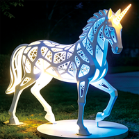 Sculpture lumineuse LED licorne creuse (acier thermolaqué + source de lumière LED) - Éclairage décoratif étanche IP65 pour parcs et mariages