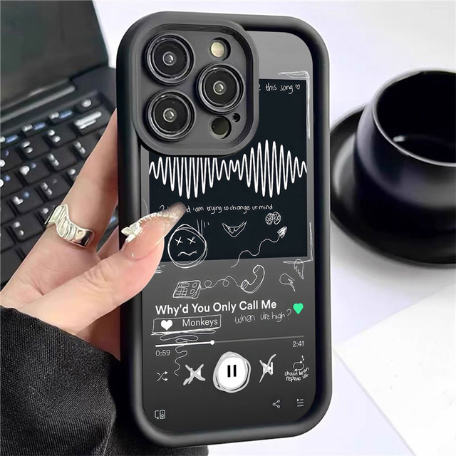 Scrawl Music Playing Print Ladder Lens Style Shockproof TPU Mobile Phone Cover Case for Iphone 11 12 13 14 15 16 17 18 Pro Max
