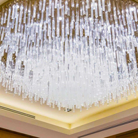Lobby d'hôtel de luxe et villa grand lustre LED moderne-plafonnier en cristal rond avec interrupteur de commande, adapté à un usage domestique