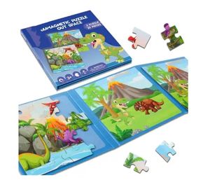 Puzzles magnétiques <span class=keywords><strong>Dinosaures</strong></span> Casse-tête en bois Livre pour les tout-petits Jeux de voyage et jouets de voyage Garçons et filles - Product Image 1