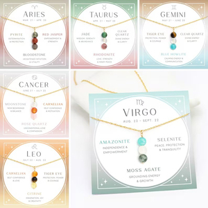 Birthstone boncuklu kolye taş kolye kolye şifa kristal <span class=keywords><strong>Set</strong></span> zodyak Astrology takı kadınlar hediye - Product Image 2