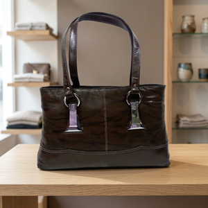 Bolso de Mano Moderno de Cuero Genuino Ecológico con Dos Correas, Gran Capacidad, Bandolera para Mujer, Resistente al Agua, con Cierre - Product Image 4