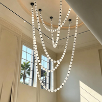 Lustre moderne de luxe, luminaire suspendu décoratif LED en albâtre pour plafond haut, entrée