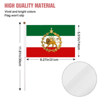 Drapeau personnalisé Ancien Iran Lion Soleil, Mini bannière à tenir à la main avec bâton, Shir-o-Khorshid, pour rallye persan, manifestation, décoration pour supporter de football 14x21cm