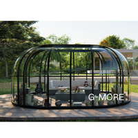 G-MORE Dôme de terrasse rétractable en aluminium de forme ovale pour spa, serre, véranda 17x12 pieds