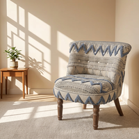Fauteuil d'appoint Bohème Kantha Patchwork pour Hôtels, Canapé Simple de Salon Boutique avec Pieds en Bois Ignifuges – Vente en Gros