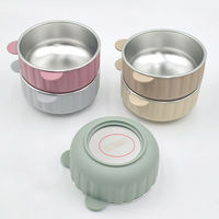 Nouveau produit : Assiette en acier inoxydable à forte succion sans BPA pour tout-petits, avec cuillère, logo personnalisé, ensemble de vaisselle en silicone pour bébé