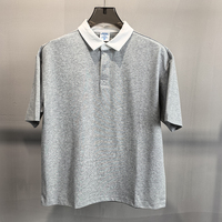 Polo Homme Oversize à Col Contrastant en Coton Respirant 240G Coupe Ample Manches Courtes Style Rugby – Vente en Gros, Logo Personnalisé OEM