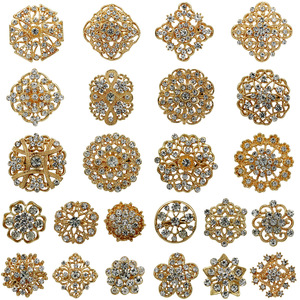 Muslim Fashion Card-Packaged Alloy Rhinestone Gold Plated Brooches Small Pin Corsages Engagement <b>Accessories</b> <b>Weddings</b> Parties - Product Image 1