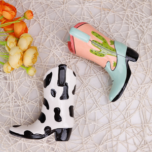 레데코 고품질 현대적인 창의적 건조화 꽃병 페인팅 카우보이 부츠 꽃병 도자기 부츠 꽃병 선물용 홈 데코레이션 - Product Image 6