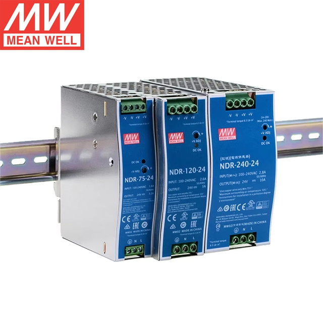Meanwell NDR-240-48 100-240V AC to DC Single Output 75W 120W 240W 480W 12V 24V 48V 5A 10A DIN Rail Mount Switching Power Supply