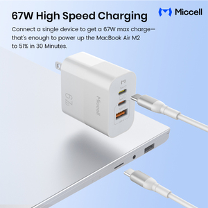 <span class=keywords><strong>Chargeur</strong></span> rapide portable Miccell 67W USB-C PD 3.0 avec protection OVP et certification US pour iPhone, <span class=keywords><strong>Samsung</strong></span> et smartphones - Product Image 2