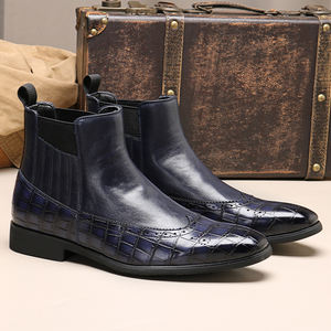 Bottes Chelsea Chukka Western de Luxe Tendance en Cuir PU Véritable Respirant pour Hommes – Résistantes à l'Usure, Décontractées, Hiver - Product Image 1