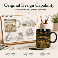 Tasses en céramique souvenirs d'Afrique du Sud, design paysage animalier Protea, pour café et lait, avec boîte cadeau, personnalisation OEM ODM, vente en gros