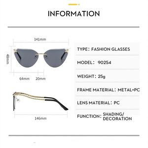 Gafas de Sol de Moda 2025 con Logotipo Personalizado, Montura Grande y Elegante para Mujer, Protección UV400, Lentes Degradadas, Sin Montura, Estilo Ojo de Gato - Product Image 6