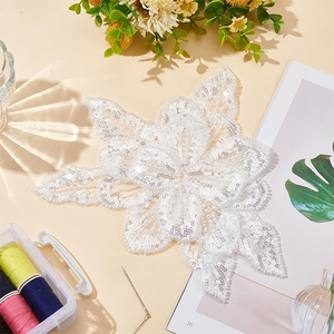 Vendite di fabbrica tessuto Tulle fiore per la decorazione del vestito fiori di nozze Appliques per la <span class=keywords><strong>sposa</strong></span> perline fiore Patch personalizzato - Product Image 2