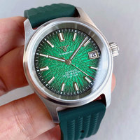 Jam Tangan Tandorio BARU 36mm Field Diving Hijau, Jam Tangan Mekanik Bisnis Pria, Mesin NH35A, Jam Pilot Kecil