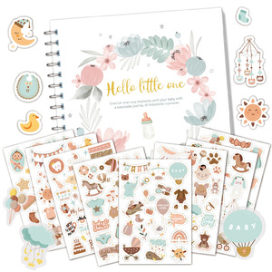 <span class=keywords><strong>Libro</strong></span> de registro de hitos del bebé DIY para mamá, diario de recuerdos del embarazo para niño o niña, <span class=keywords><strong>libro</strong></span> de papel con pegatinas, registro mensual para baby shower - Product Image 3