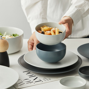 Bol en céramique bleu <span class=keywords><strong>gris</strong></span> mat minimaliste moderne, style nordique, pour céréales, soupe, salade, pour la maison, l'hôtel, le restaurant - Product Image 3