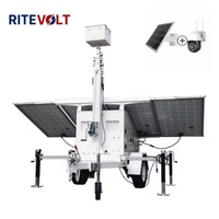 Caméra CCTV sur remorque avec panneau solaire monocristallin pliable, 6*100W LED, pour utilisation sur route, dans le jardin et dans les zones reculées