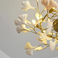 Lustre de luxe pour immeuble duplex, grand luminaire d'escalier de loft, villa, salon, hall d'entrée, bureau de vente, lampe feuille de Ginkgo