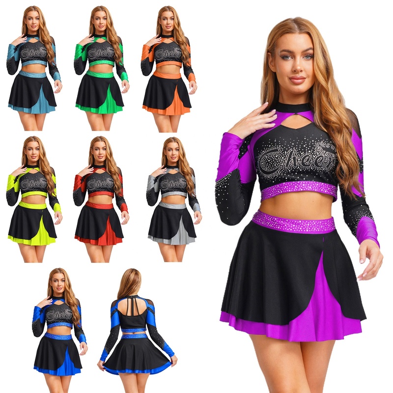 Womens Cheerleading Uniform Crop Top and
