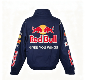 Chaqueta Bomber Azul Marino para Hombre Red Bull, Cortavientos, con Cierre, Estilo Deportivo, con Logotipo Estampado y Marca en la Manga - Product Image 3