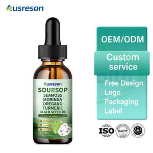 OEM 10 em 1 Gotas de Graviola com Musgo do Mar, Moringa, Cúrcuma, Óleo de Semente Negra, Orégano, Ashwagandha 60ml Gotas Líquidas Amargas de Graviola - Product Image 2