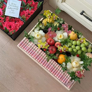 Caja de Regalo de Madera Maciza para Frutas, Rectangular, con Cierre, Personalizada, Caja de Madera para el Día de San Valentín con Tapa Transparente - Product Image 1