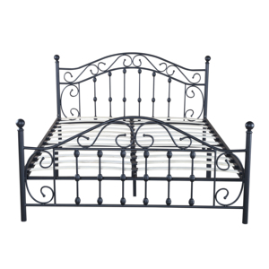Cadre de lit plateforme Queen moderne de luxe nordique en métal robuste noir, fabrication sur mesure, taille complète, lits en métal modernes de luxe nordique - Product Image 2