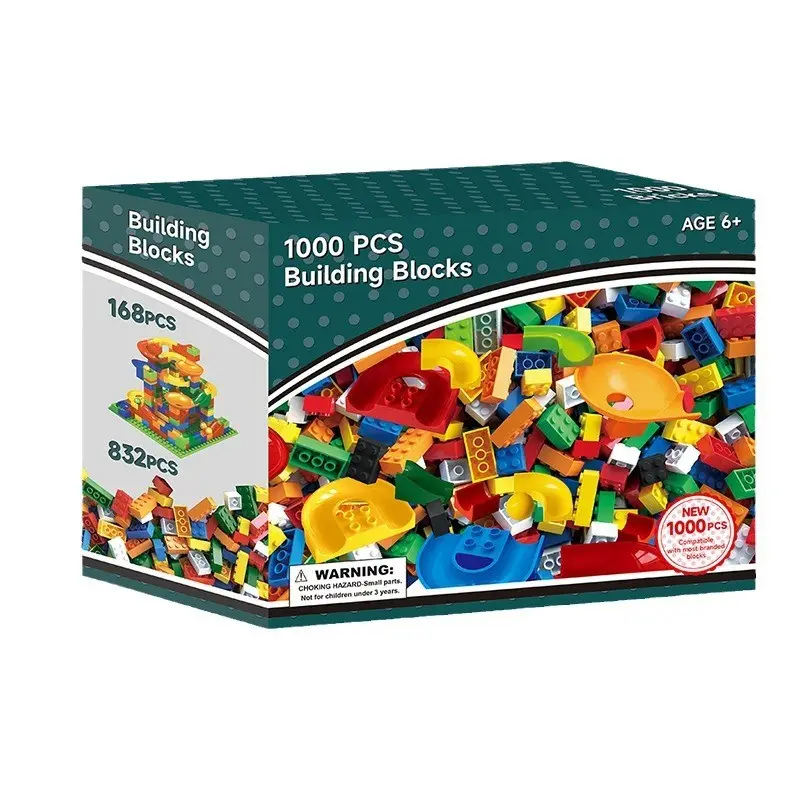 Kit de 1000 pièces de briques de construction classiques en plastique, briques jouets de bricolage de base 500 pièces avec toutes les grandes marques