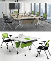 Table de formation commerciale pliable et moderne, pivotante, avec roulettes, pour bureau, longue, mobile, pour réunions, assemblable librement