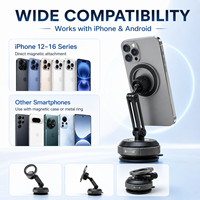 Support magnétique spécial transfrontalier pour téléphone de voiture, fixation par ventouse, bras pliable, support MagSafe, rotation stable à 360 degrés, approvisionnement en gros