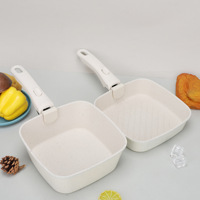 Ensemble de poêles carrées modernes antiadhésives en aluminium AMZ avec bord roulé et poignée amovible, compatibles gaz et induction, durables