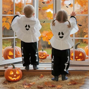 Teschi con stampa tutine per vestiti per bambini tutina in cotone tutina per neonato tuta da neonato abbigliamento nero per bambine - Product Image 2