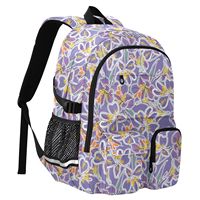Sac à dos étudiant en polyester 37L, design personnalisé, motif fleur de lavande, imperméable, pour ordinateur portable, avec sangle de bagage, pour filles