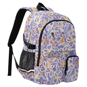 Zaino da 37L personalizzato con design floreale lavanda, in poliestere, impermeabile, per studenti universitari, con cintura per bagaglio, per ragazze. - Product Image 2