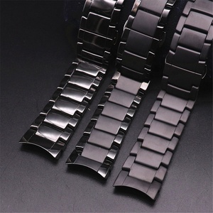 Correa de reloj de cerámica de 22mm y 24mm para <span class=keywords><strong>Armani</strong></span> AR1451 AR1452 AR1400 AR1410, pulsera de muñeca con hebilla de mariposa de extremo curvo mate para hombre - Product Image 4