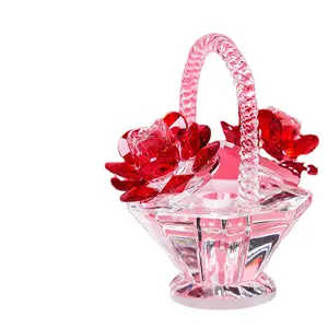 2023 Crystal Flower Basket Decoration Festive Crystal Flower Basket Gift Ornaments Carvings Adorn The Living Room