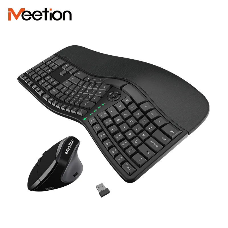 Meetion Mt-directorc Desain Ergonomis Berbentuk Khusus Keyboard Antarmuka USB Vertikal Keyboard dan Mouse Nirkabel Kombo