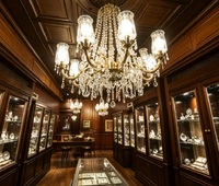 Vitrine de Luxe en Bois Massif Rétro Européen avec Éclairage LED pour Bijoux Haut de Gamme et Objets de Collection