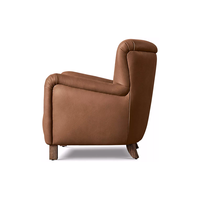 Fauteuil élégant pour salon, avec accoudoirs effilés, revêtement en cuir, coussin moelleux, chêne massif, fauteuil de bureau, fauteuil de villa