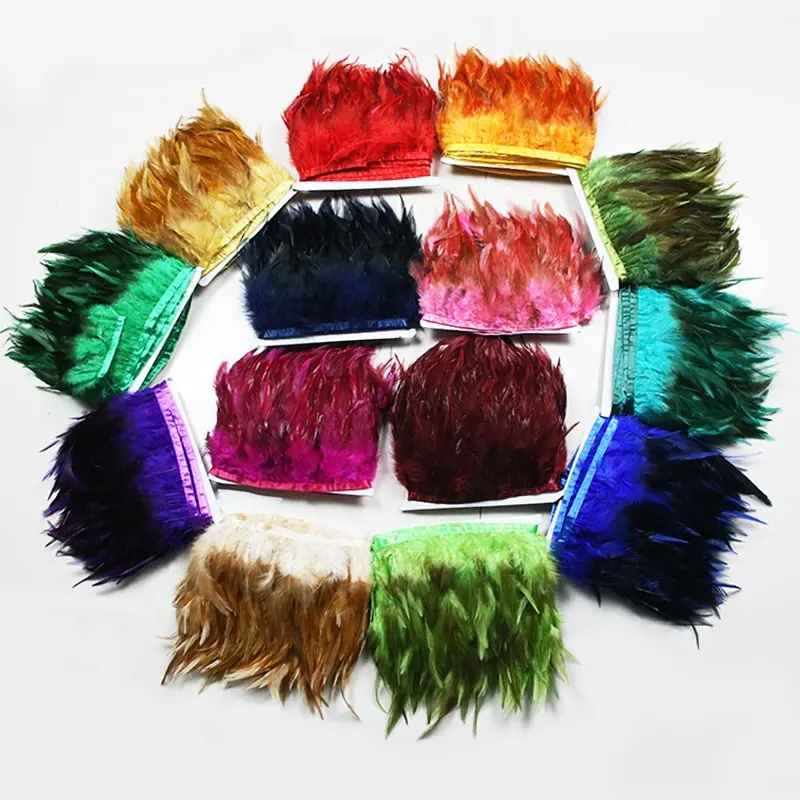 4-6 Inch(10-15 cm)Multi-Color Dyed Chicken Gradient two-color Feathers Trims Fringe With Sewing Crafts Costumes Decoration