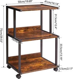Chariot de bar à structure bois et métal, 3 niveaux, chariot de cuisine pour <span class=keywords><strong>micro</strong></span>-ondes, îlot <span class=keywords><strong>sur</strong></span> roulettes, station café, armoire de cuisine - Product Image 4