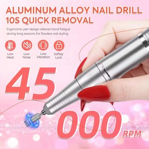 Taladro Eléctrico para Uñas con Incrustaciones de Diamantes de Imitación: 45000 RPM, Recargable, Pantalla LCD HD - Lima de Uñas Profesional de Calidad de Salón - Product Image 4