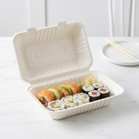 Boîte alimentaire jetable micro-ondable en bagasse de canne à sucre XS-CH096A 9'' – Contenant alimentaire à emporter