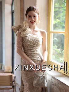 Vestido de noche de sirena de alta resistencia con lentejuelas, largo hasta el suelo, de un solo hombro, con diseño floral, para pasarela, con borlas, abertura y cola de pez, para <span class=keywords><strong>Bar</strong></span> Mitzvah - Product Image 5