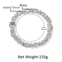 Collier chaîne cubaine œil de cheval 18 mm avec diamants CZ, collier croix, collier statement pour homme et femme