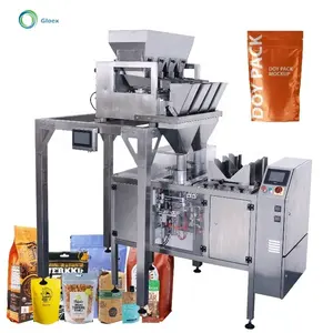 Machine automatique linéaire à commande numérique pour le remplissage et l'emballage de granulés de sucre dans des sacs préfabriqués avec fermeture à glissière