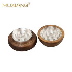 Muxiang Wood Smoking Grinder Zinc Alloy Inner Core Round Shape Customizable For Hand Rolled Cigarettes - Product Image 2